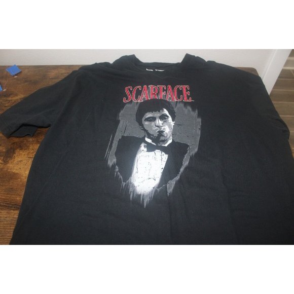 Scarface Dragonfly T-Shirt Black Embroidered Tony Montana Face Sz 2XL EUC - Picture 1 of 6